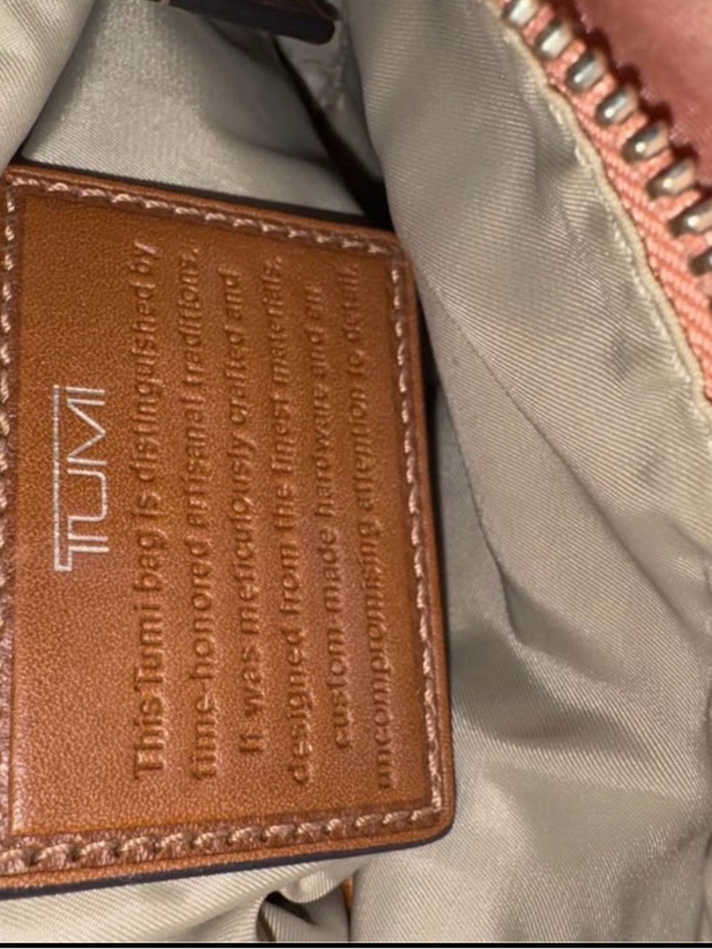 Tumi Pink Crossbody Bag with Brown Trim - Picture 7 of 7